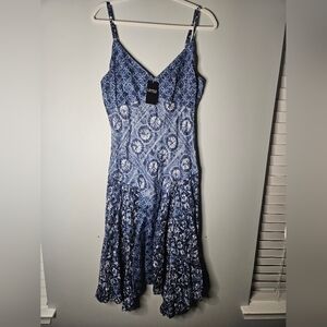Lauren Ralph Lauren Women's Blue 100% Linen Patchwork Sleeveless